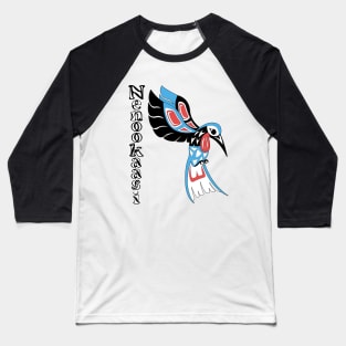 Indigenous Hummingbird (Nenookaasi) Blue Baseball T-Shirt